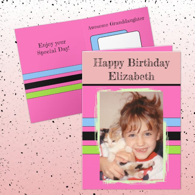Carte Awesome Grandgirl ajouter photo rose anniversaire (Créateur téléchargé)
