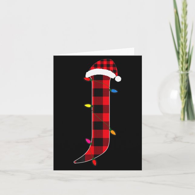 Carte Awesome Letter J Initial Name Buffalo Plaid Christ (Devant)