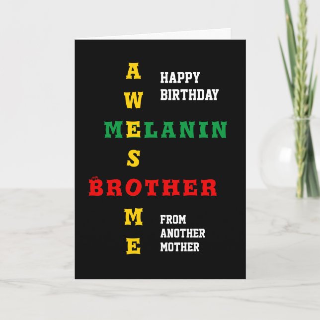 Carte Awesome Melanin Brother Une autre mère Anniversair (Devant)