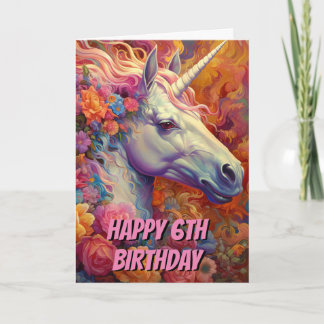 Carte Awesome Unicorn 6e anniversaire plié