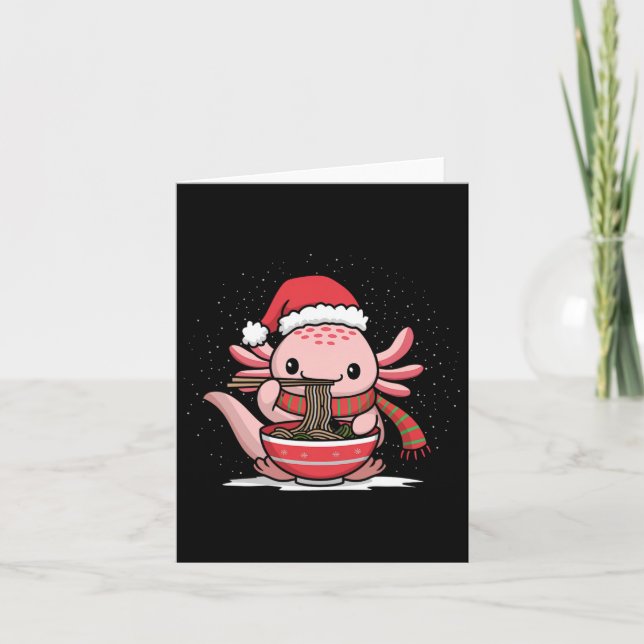Carte Axolotl Manger Ramen Noël Pyjama Animal Japon (Devant)