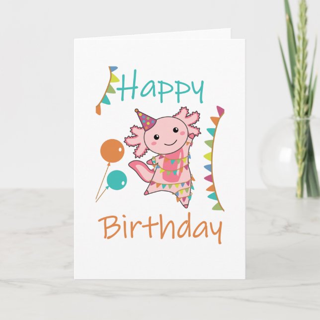 Carte Axolotl Vous Souhaite Bon Anniversaire Axolotls (Devant)