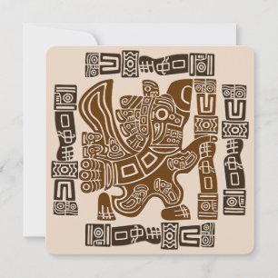 Carte Aztec Eagle Guerrier Tribal Art antique