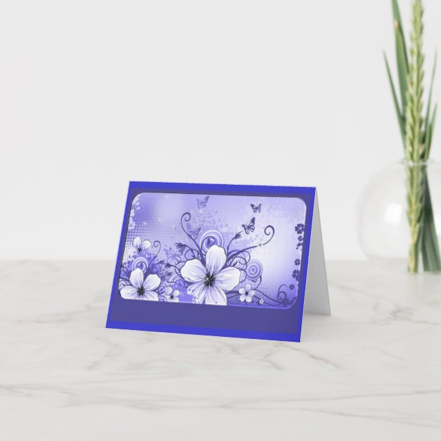 Carte Azure Blue Floral Note (Devant)