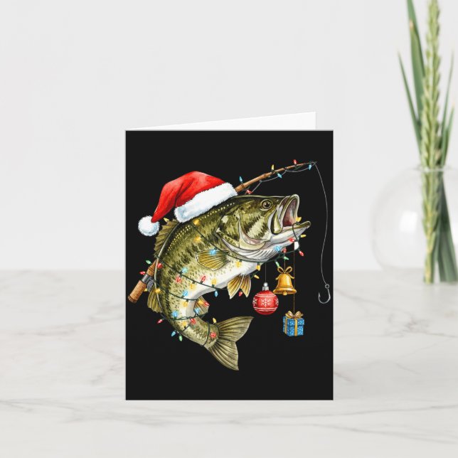 Carte B Fish Festive Lights Christmas Funny Fishing Long (Devant)