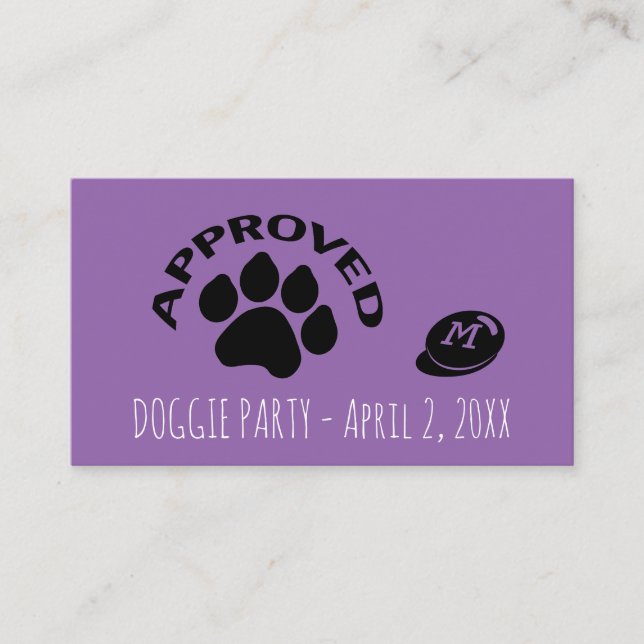 Carte B Monogramme de l'année de chien approuvée (Devant)