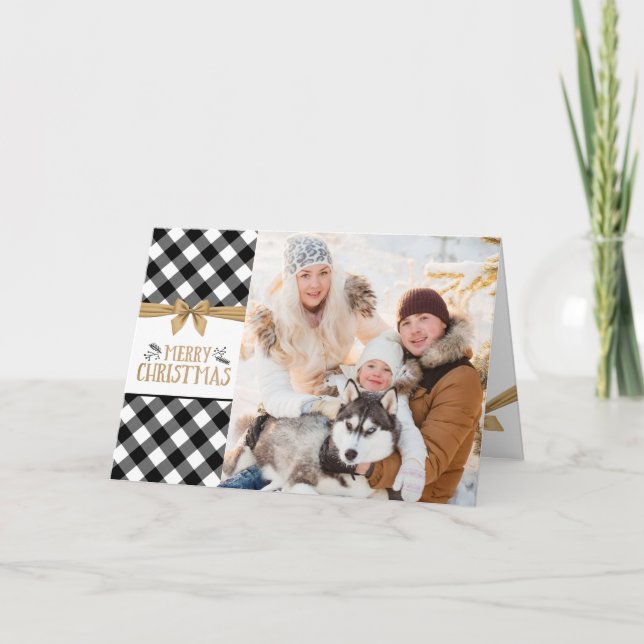 Carte B&W Buffalo Check | Monogramme | MERRY NOËL (Devant)