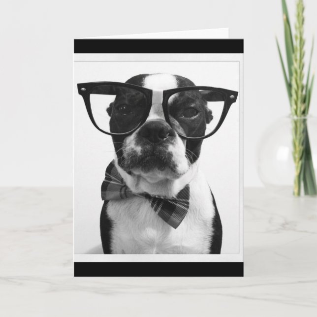 Carte B&W Hipster Nerd Boston (Devant)