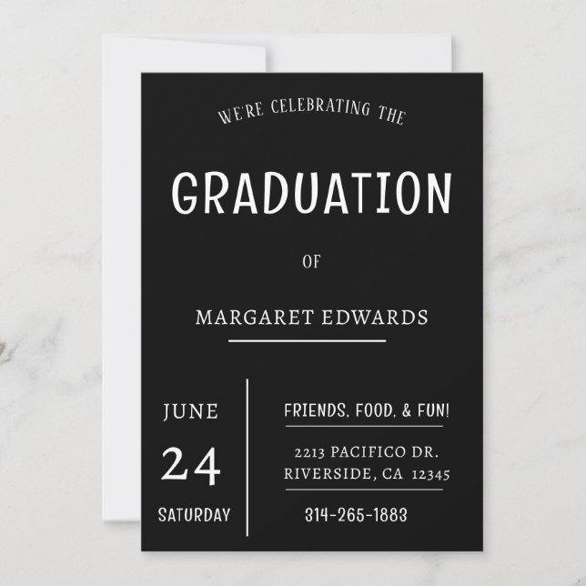 CARTE B&W PERSONNALISÉ NOUS CÉLÉBRONS LA DIPLÔME (Devant)