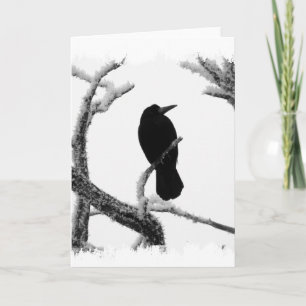 Carte B&W Winter Raven Edgar Allan Poe