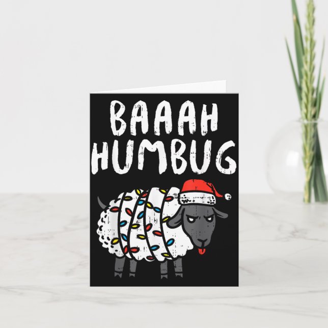 Carte Baaah Humbug Sheep Xmas Lights Funny Anti Christma (Devant)