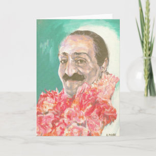 Carte Baba de Meher avec des fleurs