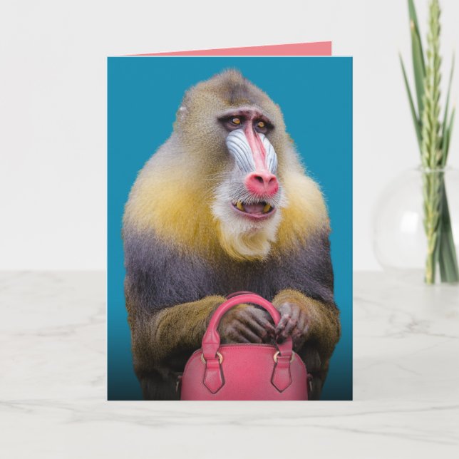 Carte Baboon Drôle Tout Habillé - Abri En Place (Devant)