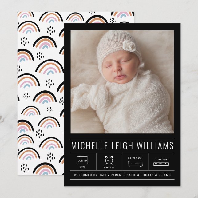 Carte BABY ANNOUNCEMENT Add Your Photo (Devant / Derrière)