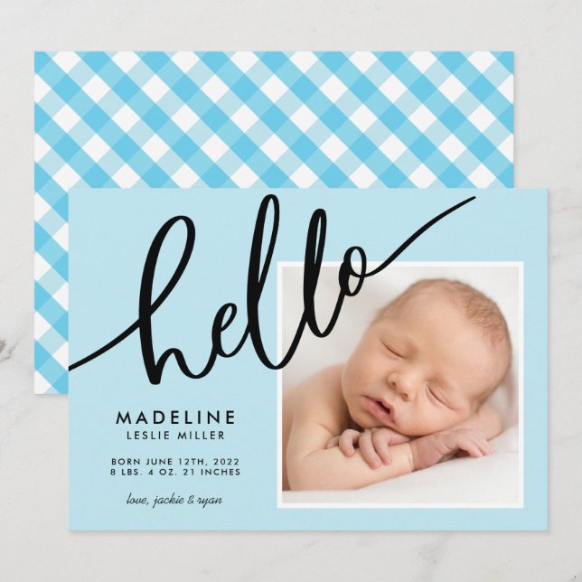 Carte BABY ANNOUNCEMENT Add Your Photo (Devant / Derrière)