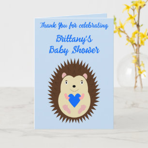 Carte Baby Boy Blue Heart Hérisson Baby Shower