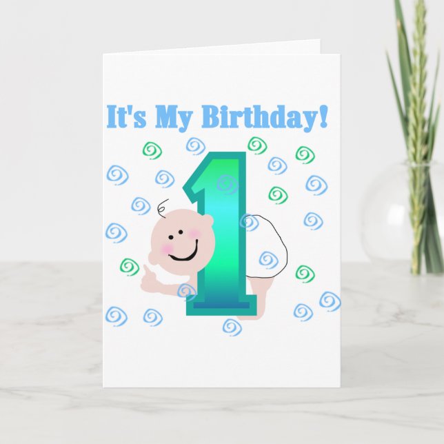 Carte Baby Boy C'est mon 1er anniversaire (Devant)