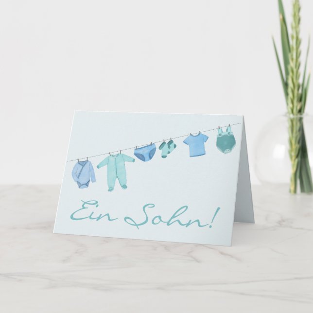 Carte Baby Boy Félicitations allemandes (Devant)