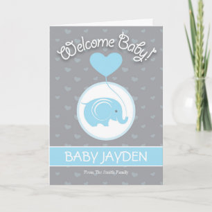 Carte Baby Boy Félicitations Card avec Elephant