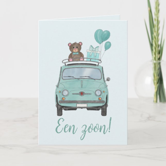 Carte Baby Boy Fiat 500 Dutch Félicitations (Devant)
