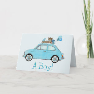 Carte Baby Boy Fiat 500 Félicitations