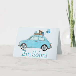 Carte Baby Boy Fiat 500 Félicitations allemandes