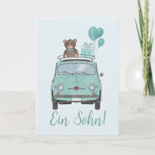 Carte Baby Boy Fiat 500 Félicitations allemandes
