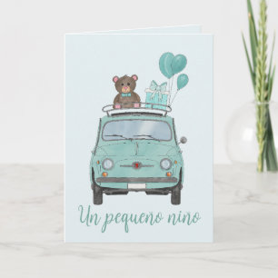 Carte Baby Boy Fiat 500 Félicitations Espagnoles