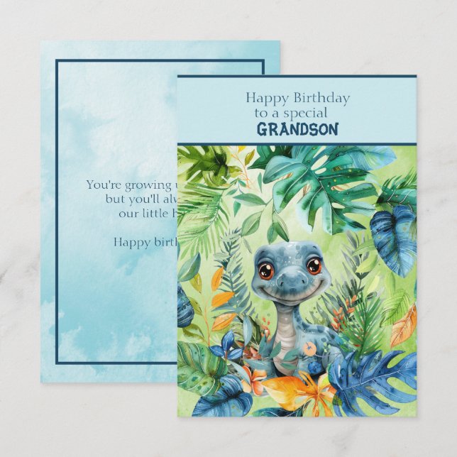 Carte Baby Dinosaur Happy Birthday Special Grandson (Devant / Derrière)