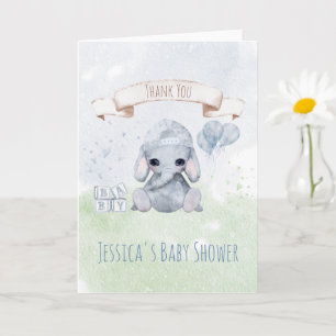 Carte Baby Elephant Aquarelle Animaux Merci