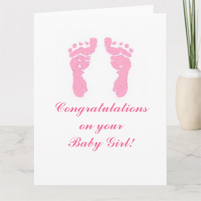 Carte "Baby Girl Footprints" Big 8.5"x11" (Devant)