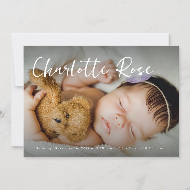 Carte Baby girl Nom Photo personnalisée moderne Statisti (Devant)