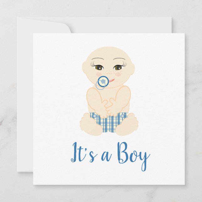 Carte Baby je Vais Illustration in Blue Shades Design (Devant)