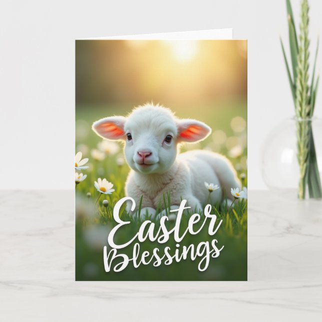 Carte Baby Lamb Easter Blessings Card (Devant)