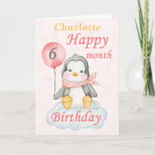 Carte Baby Penguin 6 mois Anniversaire