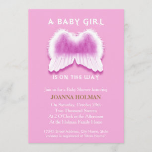 Carte Baby shower ailes Angel rose