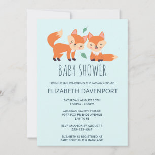 Carte Baby shower aux renards orange