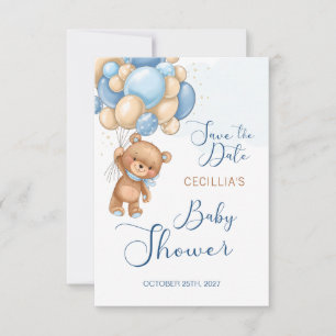 Carte Baby shower Bear Balloons Enregistrer la date
