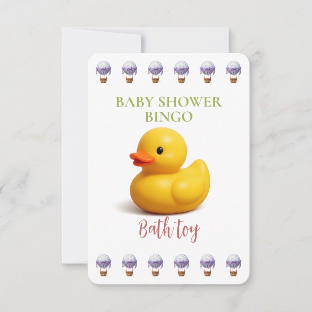 Carte Baby Shower Bingo Card, Funny Game- Bath toy (Devant)
