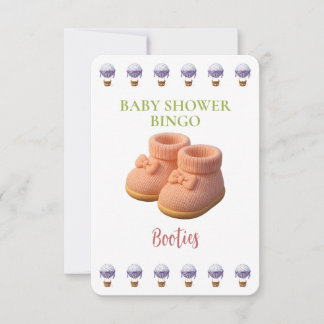 Carte Baby Shower Bingo Card, Funny Game- Booties