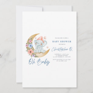 Carte Baby shower blanche et bleue