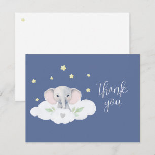 Carte Baby shower Blue Little Peanut Elephant Moderne
