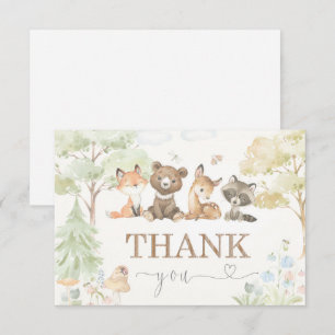 Carte Baby shower Bois Animaux Merci