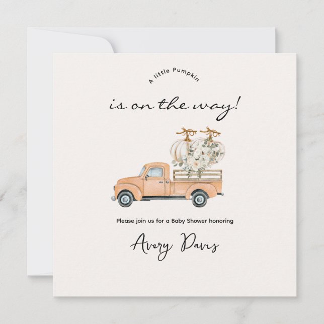 Carte Baby shower Citrouille Automne Personnalisé (Devant)