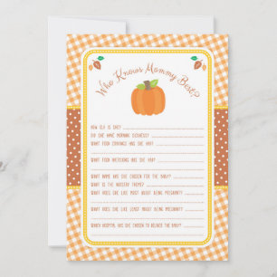 Carte Baby shower citrouille - Qui connaît maman mieux