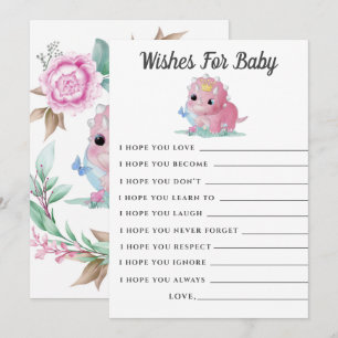 Carte Baby shower Cute Rose Dinosaur Peony