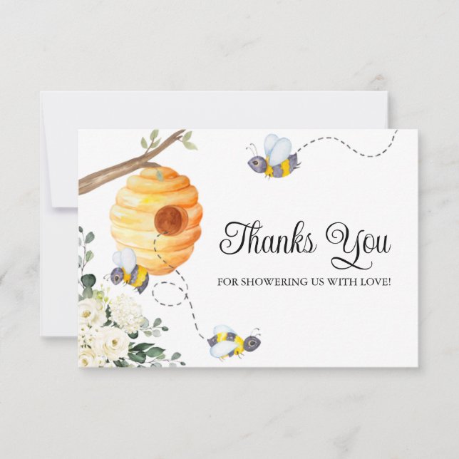 Carte Baby shower d'abeilles Merci (Devant)