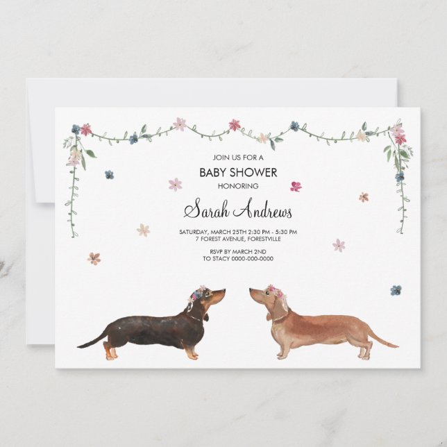 Carte Baby shower Dachshund Chien (Devant)