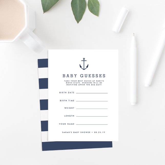 Carte Baby shower d'Ancres nautiques de la Marine Jeu de (Créateur téléchargé)