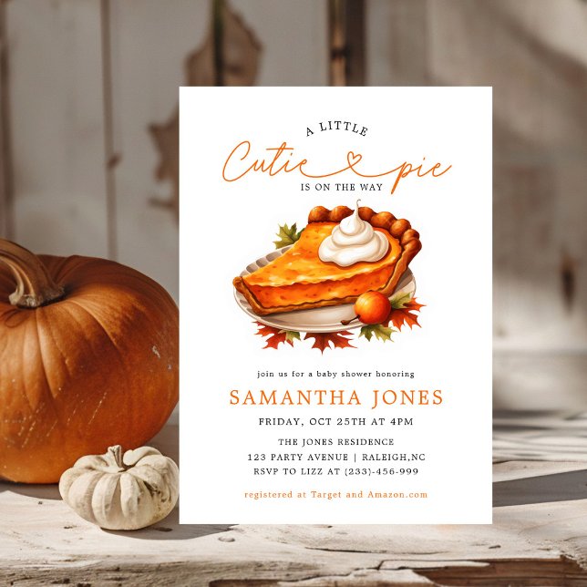 Carte Baby shower d'automne du Citrouille à tarte orange (Créateur téléchargé)